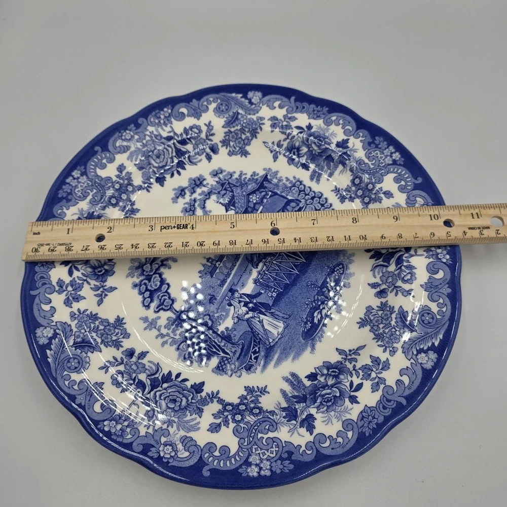 Spode Blue Room The Rhinoceros House 10.5" Dinner Plate Blue White England - Picture 4 of 5